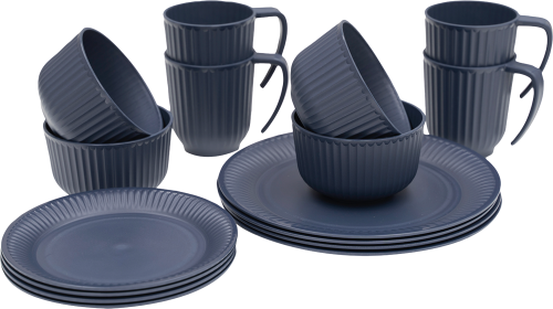 Outwell Delish Geschirr-Set für 4 Personen navy night - Kunststoff und Melamin Geschirr-Sets