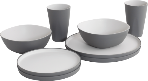 Outwell Gala Dinner-Set 8-tlg. für 2 Personen grey mist - Kunststoff und Melamin Geschirr-Sets