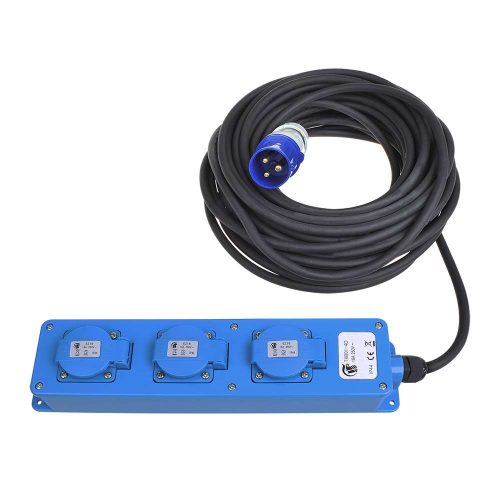 PAT CEE 3-fach Steckdosenleiste 20 Meter 2 x Schutzkontakt und 1 x 2 USB - CEE-Kabel
