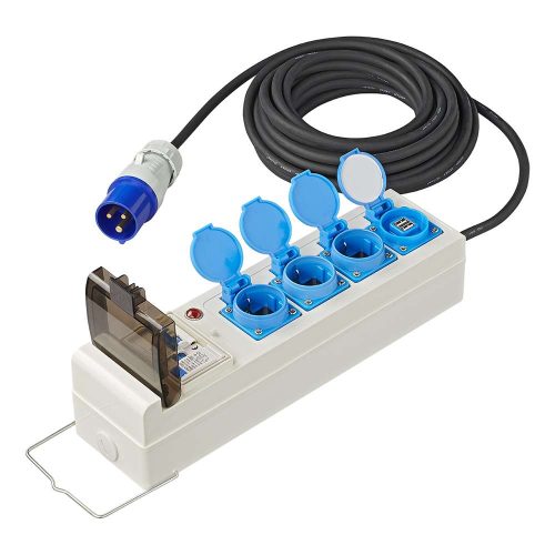 PAT Zelt- und Faltwagen Steckdose 10 Meter 3 x 2,5mm² inkl. 2 x USB - Verteilungseinheiten
