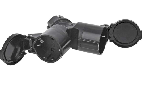 PAT Zweifachsteckdose Schuko schwarz 16 A - Verteilungseinheiten