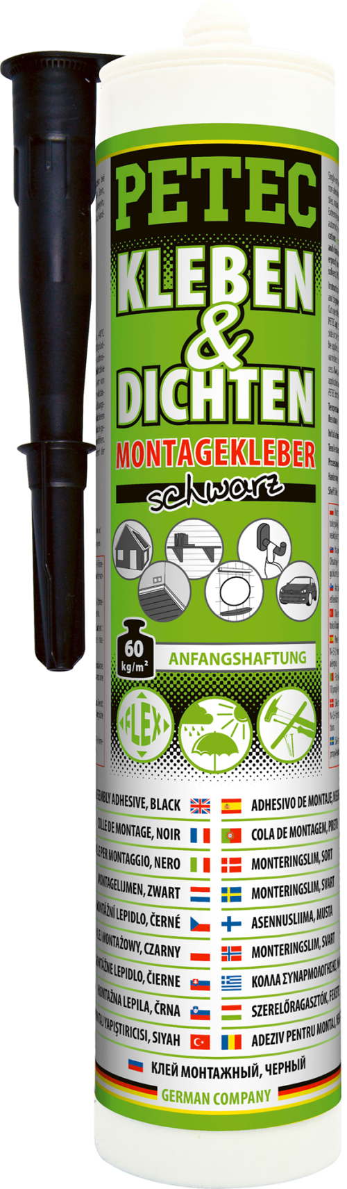 Petec Kleben und Dichten Montagekleber schwarz 290 ml  - Klebstoffe & Dichtmittel