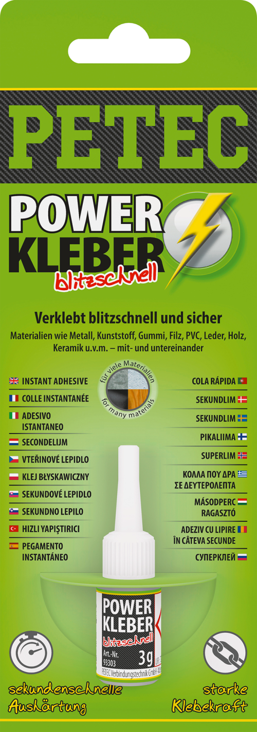 Petec Power Kleber blitzschnell Sekundenkleber 3 g - Klebstoffe & Dichtmittel