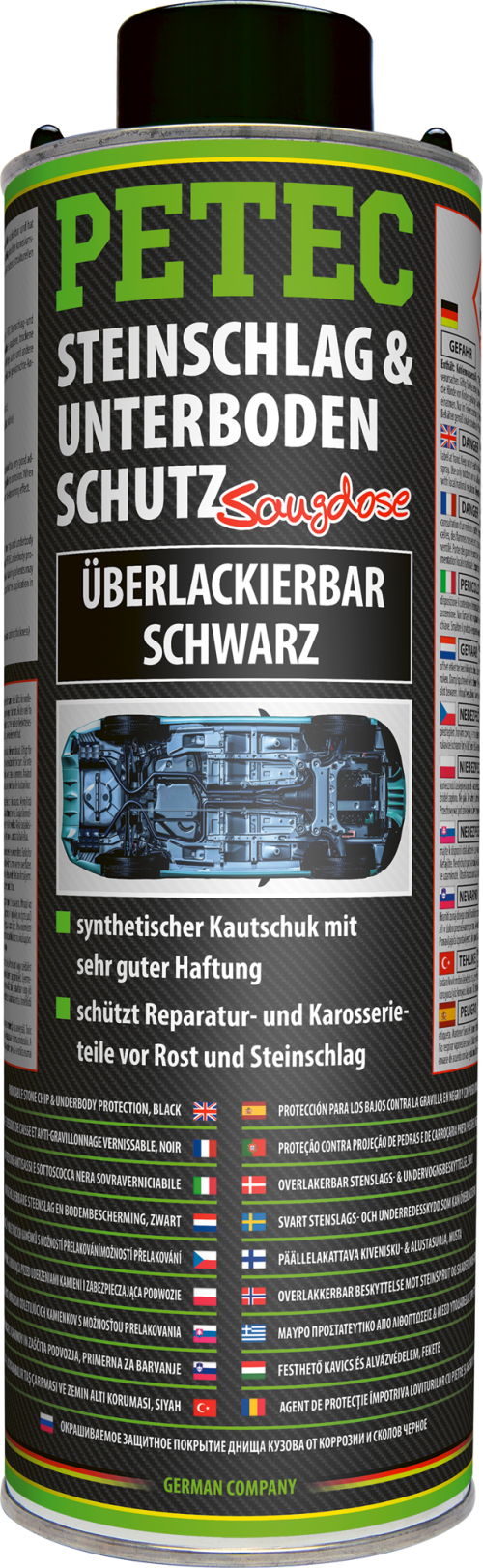 Petec Steinschlag- & Unterbodenschutz Saugdose schwarz 1000 ml  - Technik & Wartung