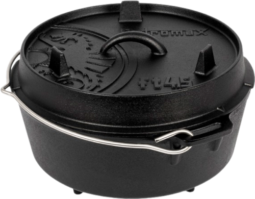 Petromax Dutch Oven Feuertopf aus Gusseisen mit Deckel und Standfüßen 3,5 Liter - Camping-Töpfe