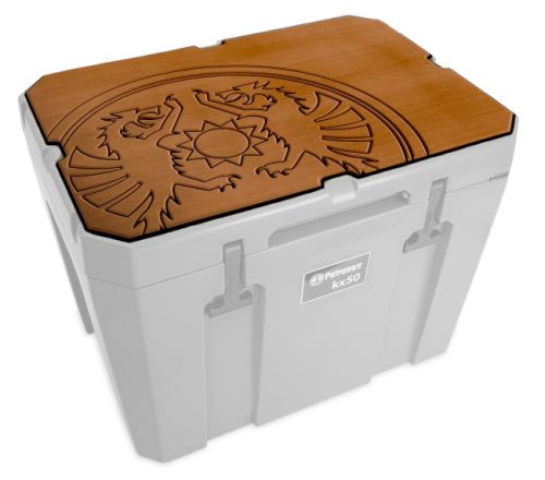 Petromax Haft-Auflage für Kühlbox kx50 braun mit Drachenemblem - Kühlboxen-Zubehör