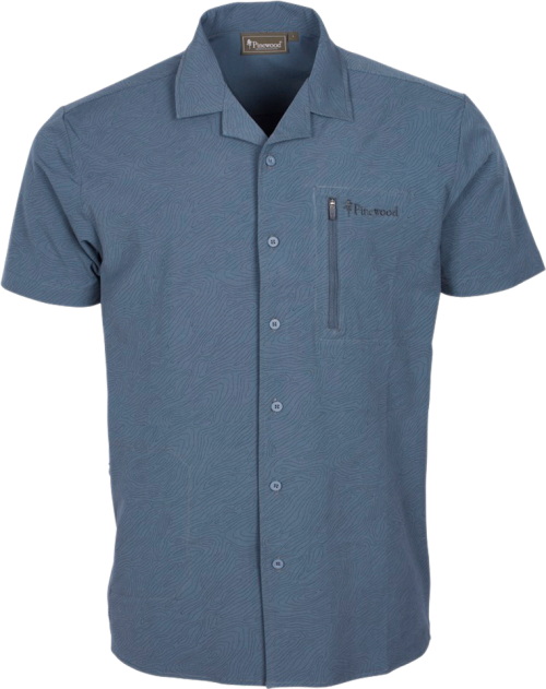Pinewood Travel Topographic Herren Hemd storm blue blau XL - Herrenshirts, -hemden & -pullover