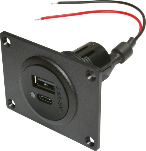 Power USB-C/A Doppelsteckdose EV mit Montageplatte 12-24V - 12 / 24 V Einbausteckdosen von ProCar