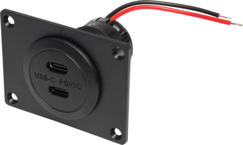 ProCar Power USB-C Doppelsteckdose mit Power Delivery und Quick Charge inkl. Montageplatte - 12 / 24 V Adapter & Kupplung