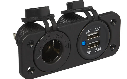 ProPlus Einbau Kit - Doppelsteckdose und USB - 12 / 24 V Einbausteckdosen