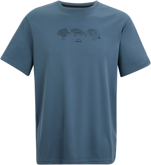 Regatta Fingal Herren Funktionsshirt mit Grafikprint türkis 4XL - Herrenshirts, -hemden & -pullover