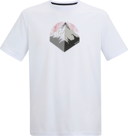 Regatta Fingal Herren Funktionsshirt mit Grafikprint weiß M - Herrenshirts, -hemden & -pullover