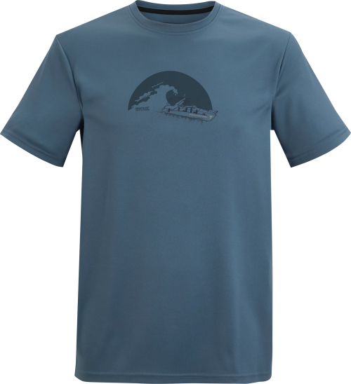 Regatta Fingal Slogan Herren Funktionsshirt blau M - Herrenshirts, -hemden & -pullover