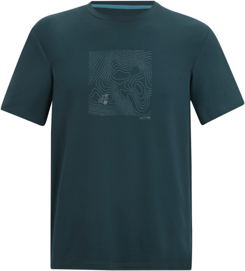 Regatta Fingal Stretch Herren Funktionsshirt mit Grafikdruck dunkelblau M - Herrenshirts, -hemden & -pullover