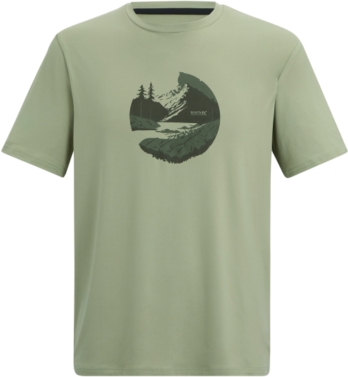 Regatta Fingal Stretch Herren Funktionsshirt mit Grafikdruck hellgrün M - Herrenshirts, -hemden & -pullover