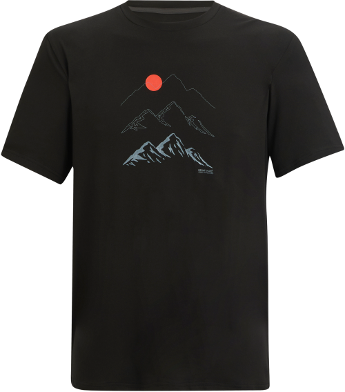 Regatta Fingal Stretch Herren Funktionsshirt mit Grafikdruck schwarz 5XL - Herrenshirts, -hemden & -pullover