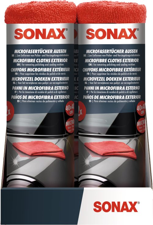 SONAX Mikrofasertücher außen 2 Stück  - Außenbereich & Lack