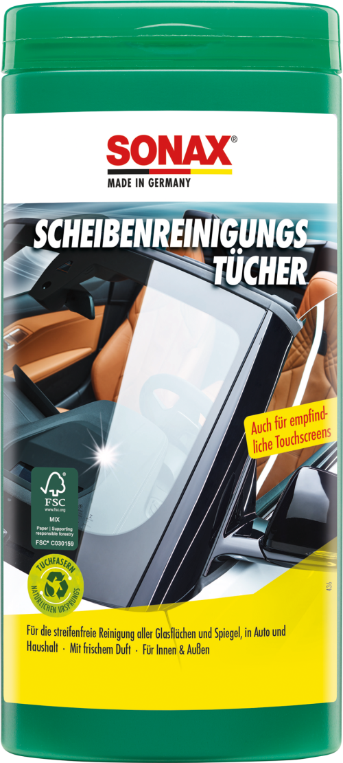 SONAX Scheibenreinigungstücher Box 25 Stück - Innenbereich & Scheiben