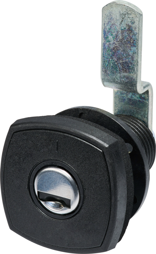 STS Klappenschloss quadratisch mit Verdrehschutz für Steckzylindereinsätze STS / Zadi mit Zylinder und 2 Schlüsseln schwarz - Scharniere, Beschläge & Möbelzubehör