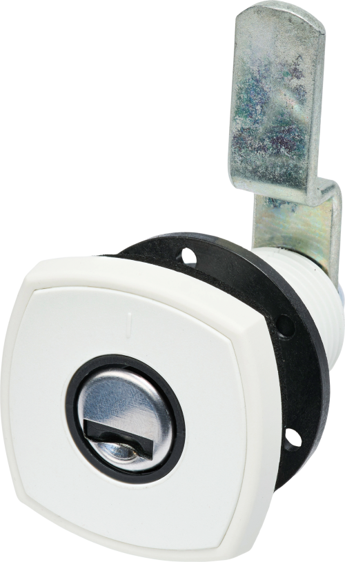 STS Klappenschloss quadratisch mit Verdrehschutz für Steckzylindereinsätze STS / Zadi mit Zylinder und 2 Schlüsseln weiß - Scharniere, Beschläge & Möbelzubehör