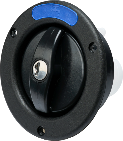 STS Tankeinfüllstutzen, kurz, Ø 40 mm, m.Bel./Tankdeckel für Frischwasser, m.Bel., STS/Zadi Zyl. Schwarz - Wasseranschlüsse, -steckdosen & Einfüllstutzen