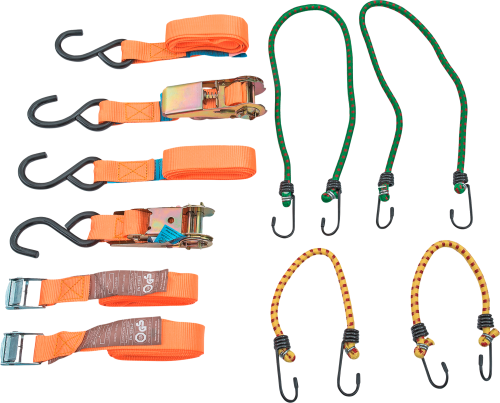 SWG Ladungssicherungsset 8-teilig mit 4x Gepäckspannern / 4x Zurrgurte  - Transportieren & Befestigen