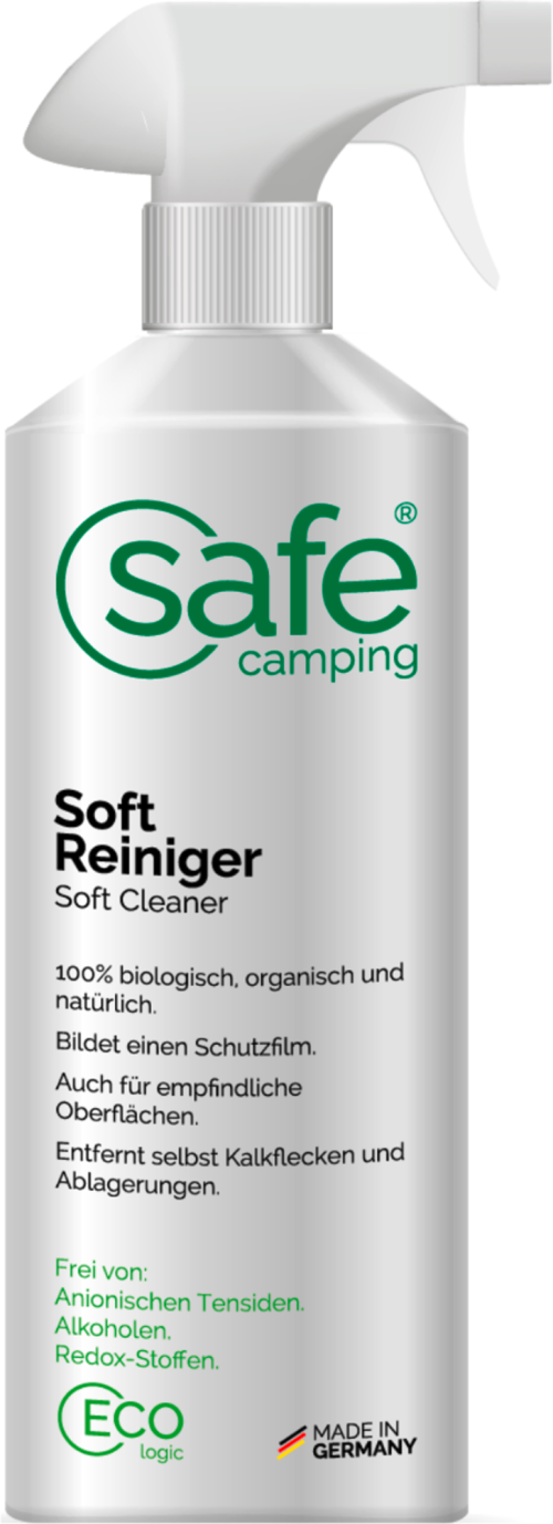 Safe Camping Soft-Reiniger zur rückstandsfreien Reinigung empfindlicher Oberflächen 1000 ml - Innenbereich & Scheiben
