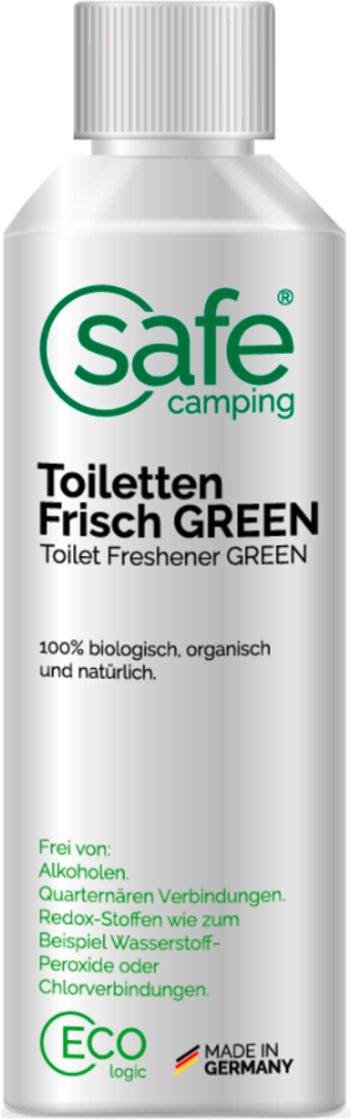 Safe Camping Toiletten-Frisch Green Zusatz für den Spülwassertank 250 ml - Sanitärzusätze & -flüssigkeiten