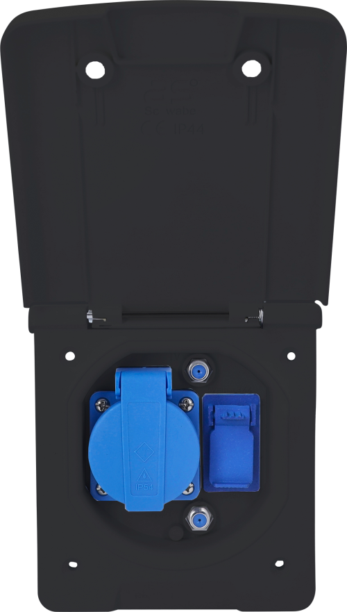 Schwabe Caravan-Vorzelt Multifunktionsdose inkl 1x Schutzkontaktsteckdose 230 V / 2x SAT-Steckdosen / 1x USB-A / 1x USB-C schwarz - 230 V Steckdosen von AS-Schwabe