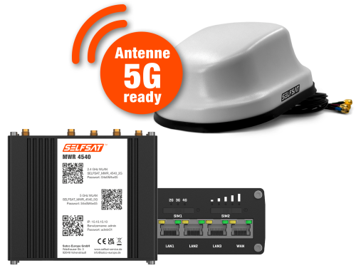 Selfsat 4G Cat 6 WLAN Router MWR 4540 inkl. 5G Antenne bis 300 Mbps weiß - Router