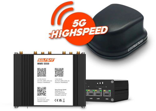 Selfsat 4G / LTE / 5G & WLAN Internet Router Komplettset MWR 5550 bis 3,3 Gbps inkl. 5G Dachantenne schwarz - Router