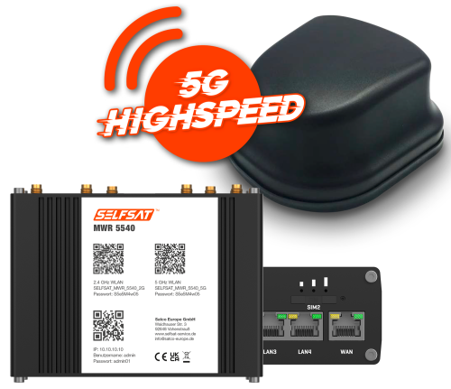 Selfsat 5G Cat 12 WLAN Router MWR 5540 inkl. 5G Antenne bis 2,6 Gbps schwarz - Router