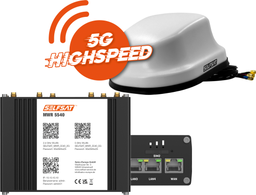 Selfsat 5G Cat 12 WLAN Router MWR 5540 inkl. 5G Antenne bis 2,6 Gbps weiß - Router