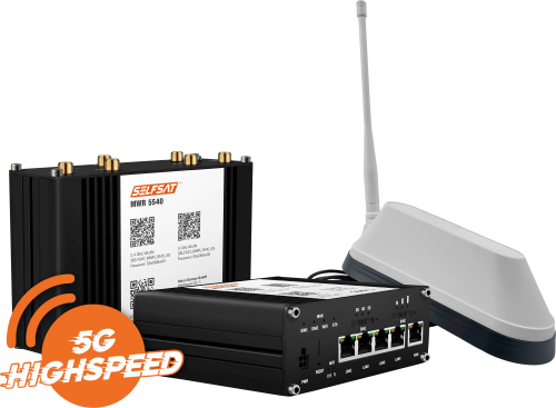 Selfsat MWR 5540 5G Cat 12 WLAN Router mit SHARK 5G Dachantenne weiß bis 2,6 Gbps - Router-Sets