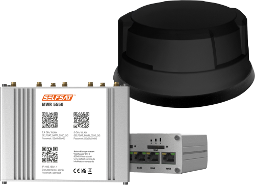 Selfsat Mobiler 5G/4G LTE Router MWR 5550 mit WLAN und GPS inkl. 5G Dachantenne schwarz - Router