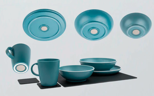 Silwy Brunner Dolomit Magnet-Geschirrset Kunststoff 11-teilig für 2 Personen blau - Kunststoff und Melamin Geschirr-Sets