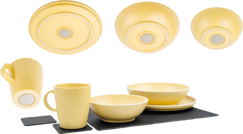 Silwy Brunner Dolomit Magnet-Geschirrset Kunststoff 11-teilig für 2 Personen gelb - Kunststoff und Melamin Geschirr-Sets