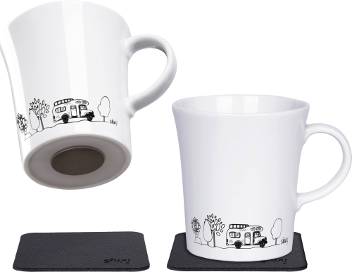 Silwy Camping Magnet-Tassen 2er-Set inkl. Metall-Nano-Pads - Becher & Tassen