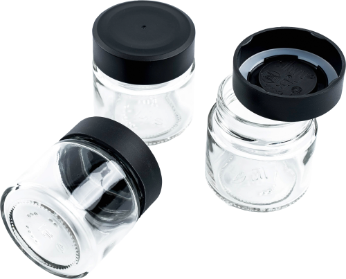 Silwy Feinkost-Magnetgläser BLACK & CLASSY 125 ml - Gewürzstreuer & Flüssigkeitsspender