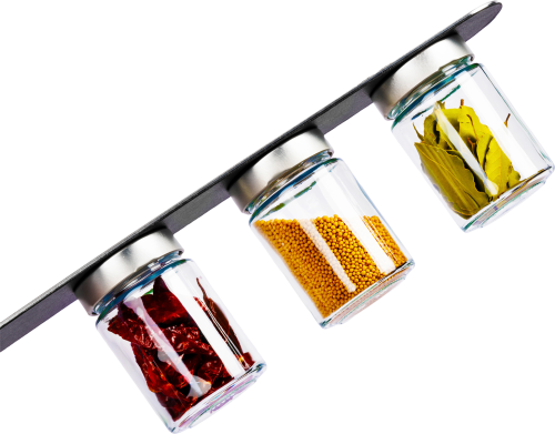 Silwy Magnet-Feinkostgläser BLACK & CLASSY 192 ml inkl. Leiste BLACK - Gewürzstreuer & Flüssigkeitsspender