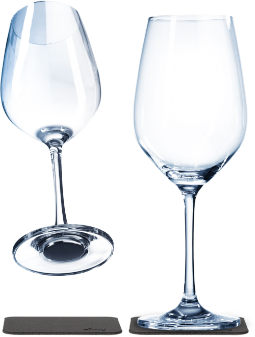 Silwy Magnet-Kristallgläser Weingläser mit Untersetzer 400 ml (2er Set) - Gläser