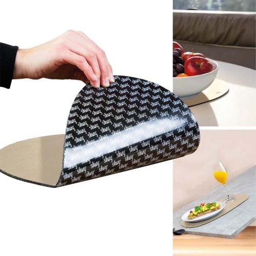 Silwy  Magnet-Platzset mit Ledercoating groß beige - Geschirrhalter