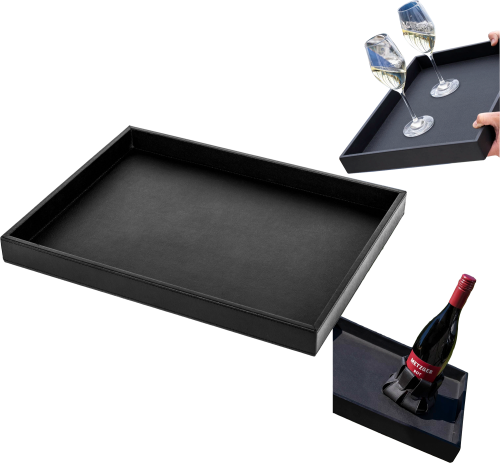 Silwy Metall Tablett Leder-Look 41,5 x 31,5 x 4 cm - Ordnungssysteme