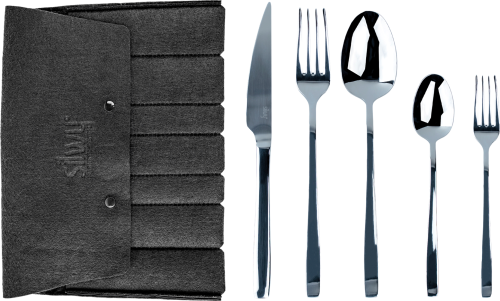 Silwy Reisebesteck-Set Edelstahl 5-tlg. + Etui - Campingbesteck