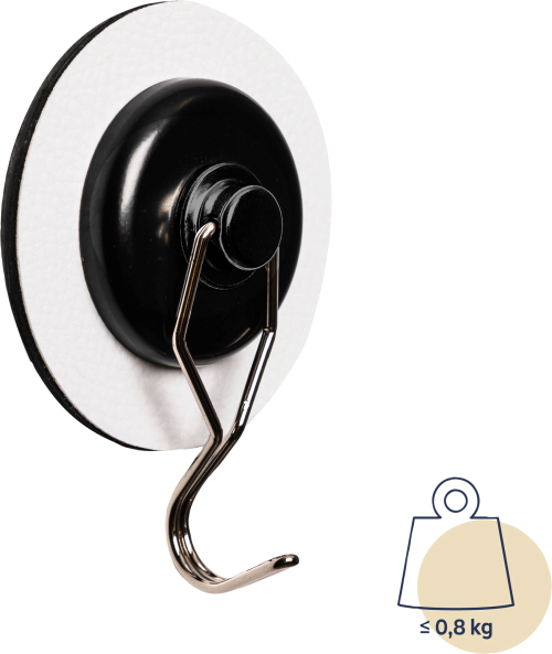 Silwy The One Magnet-Haken inkl. Metall Nano Gel Pad Weiß / Schwarz - Ordnungssysteme