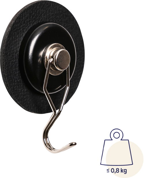 Silwy The One Metall Magnethaken inkl. Metall-Nano-Gel-Pad 7,5 cm 2-tlg. schwarz - Ordnungssysteme