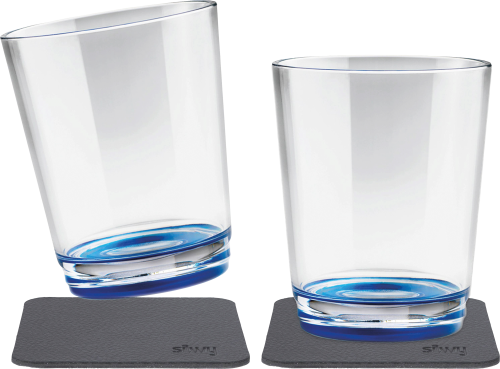 Silwy Tritan-Magnetgläser mit Untersetzer 2er Set  (250 ml) Blau - Gläser