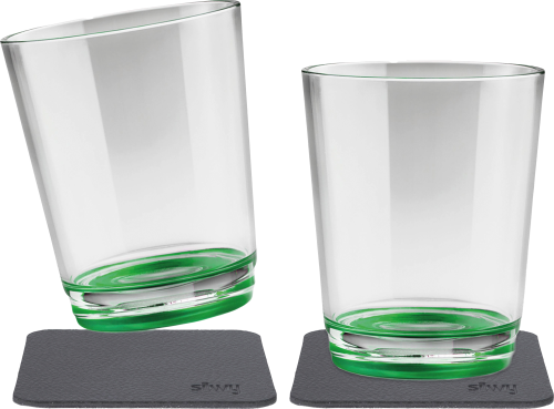Silwy Tritan-Magnetgläser mit Untersetzer 2er Set  (250 ml) Grün - Gläser