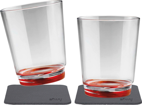 Silwy Tritan-Magnetgläser mit Untersetzer 2er Set  (250 ml) Rot - Gläser