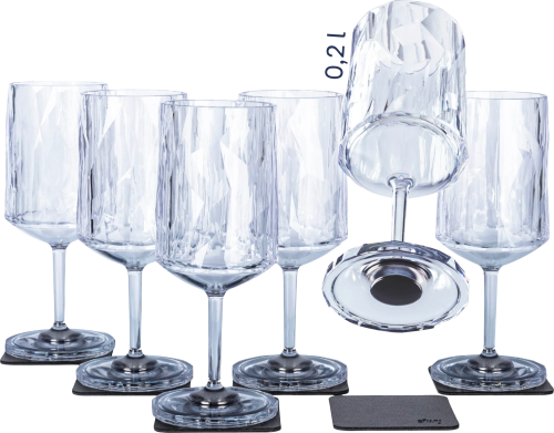 Silwy Wein Magnet-Kunststoffgläser 6 Stück 200 ml  - Gläser